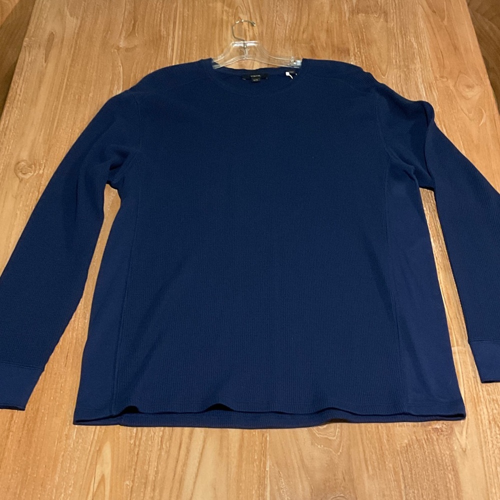 Vince Men's Deep Blue Long Sleeve Waffle Tee